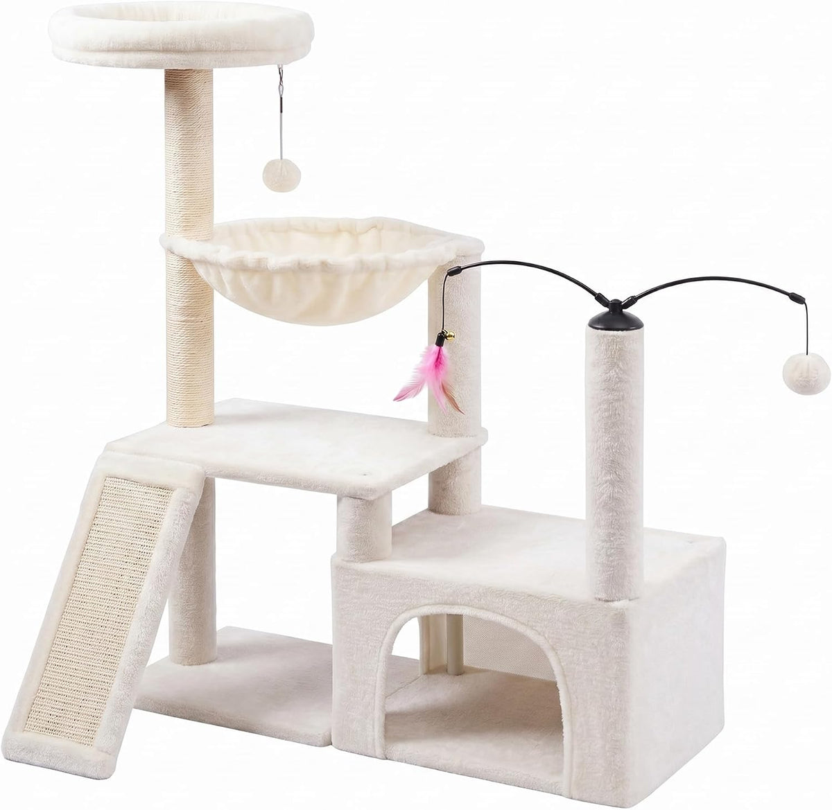 YUNIQUE Cat Tree with Cat Condo and Big Hammock, Grey
