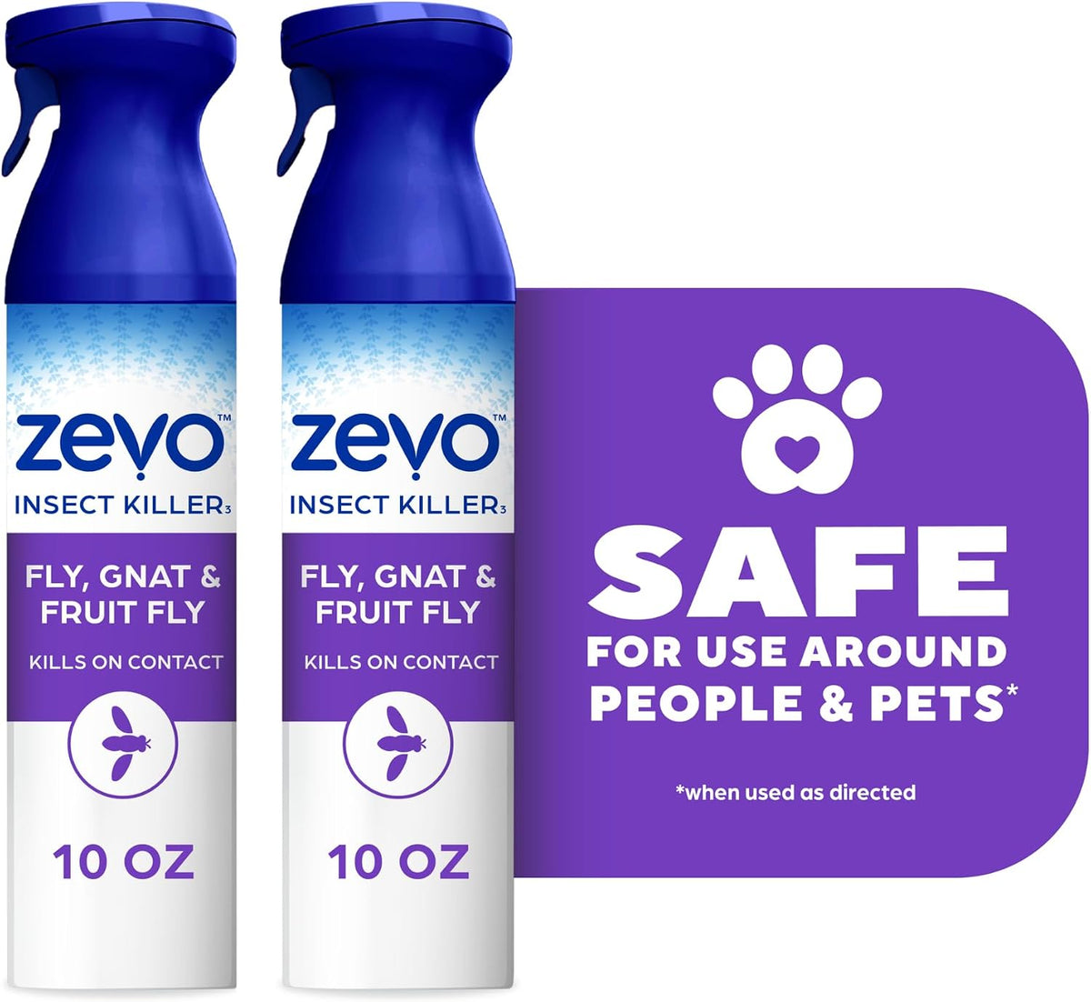 Zevo Flying Insect Bug Aerosol Spray, Kills Flies & Fruit Flies, 3 Bottles