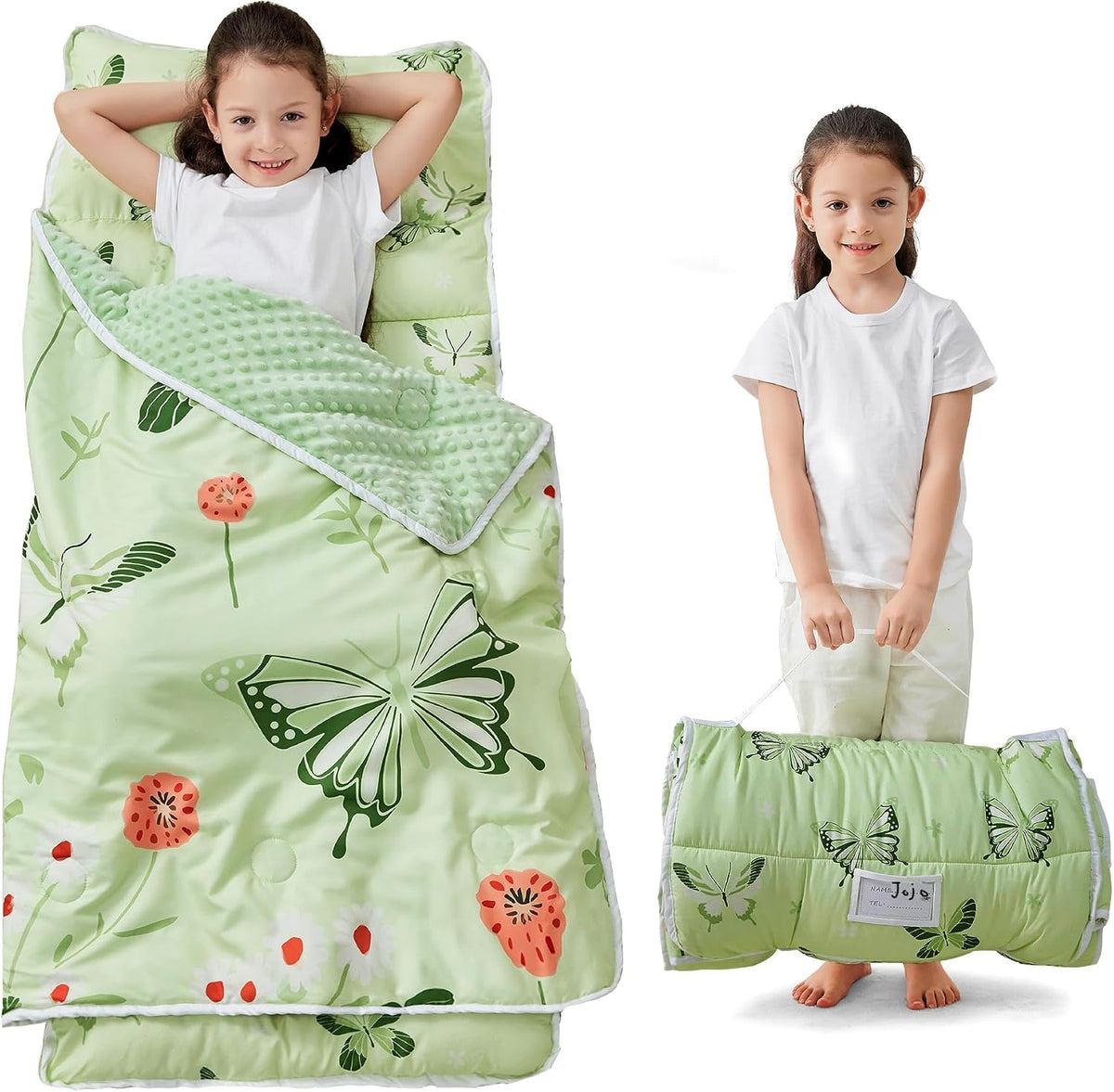 Lasoftan Toddler Nap Mat with Pillow and Blanket, Extra Large Rolled Napping Mats,Slumber Bags for Boys Girls,Kids Sleeping Bag for Daycare, Preschool Travel Camping