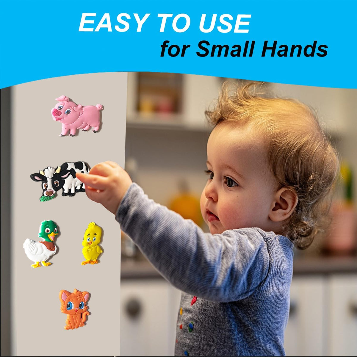 Refrigerator Magnets for Toddlers Farm Animals - Big Rubber Toddler Fridge Magnets for Kids - Learning Preschool Baby Magnet for Refrigerator and Whiteboard - Cute Kid Magnetic Animal Toys Gifts
