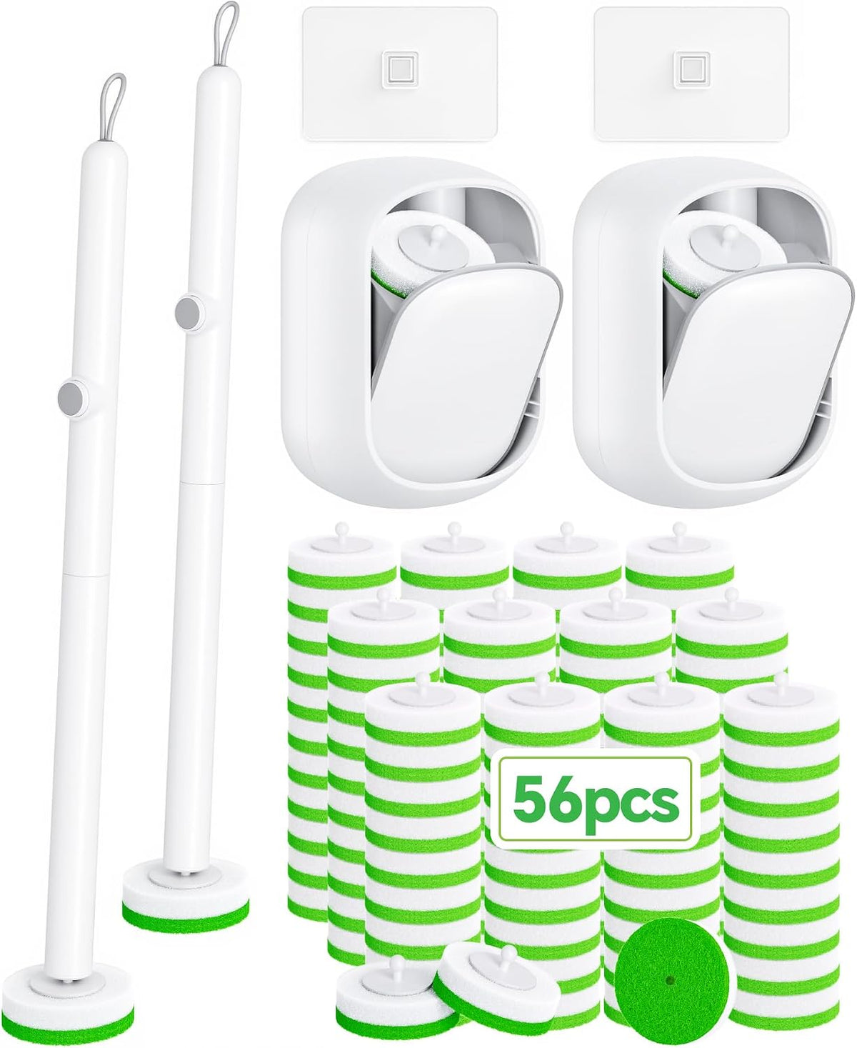 Disposable Toilet Cleaning System - Toilet Brush Kit with 36 High-Performance Refills, Wall Mounted Toilet Brush and Holder for Deep Cleaning Bathroom (Toilet Brush+18 Refills)