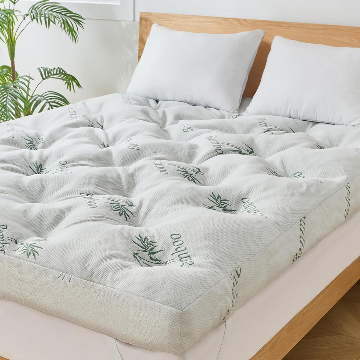 WhatsBedding 4 Inch Memory Foam Mattress Topper Queen for Back Pain Relief, Filled with Breathable Gel Memory Foam