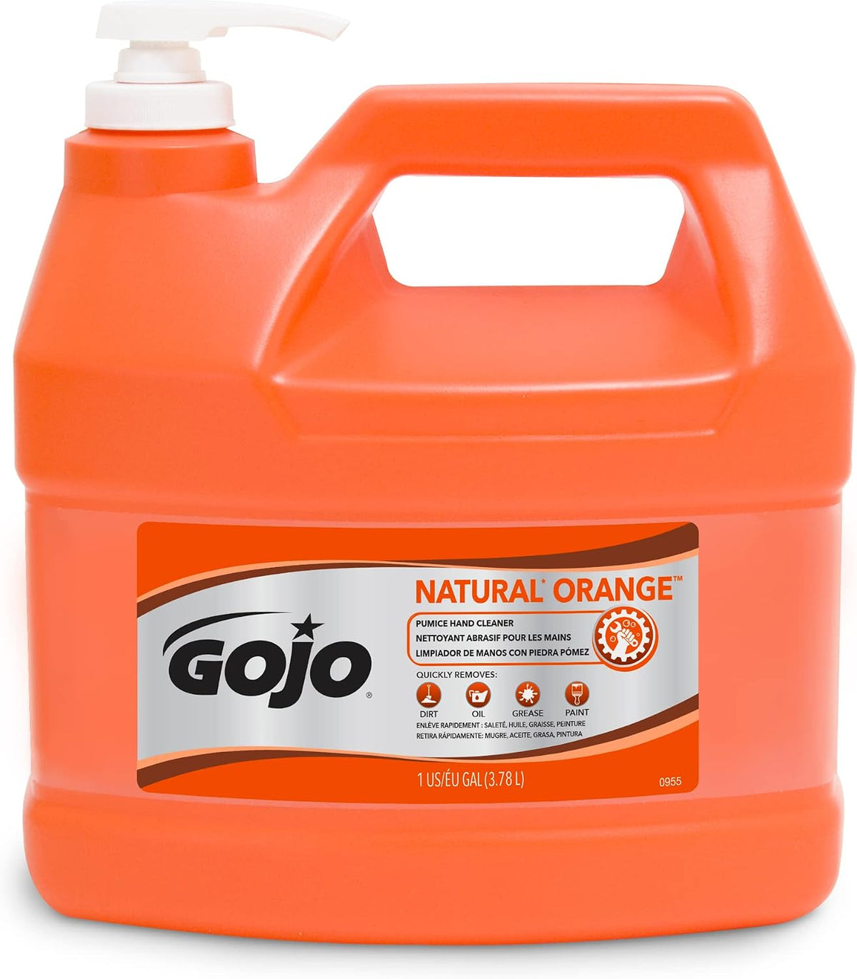 GOJO Natural Orange Pumice Hand Cleaner, Pump Bottle, 1ct x 1 Gal - 0955-02