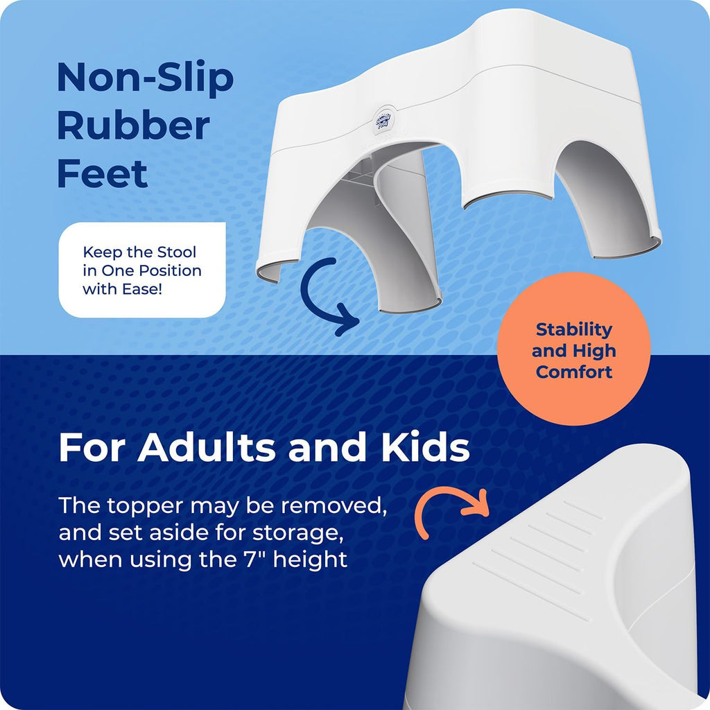 Squatty Potty Adjustable 2.0 Bathroom Toilet Stool 7 inch & 9 inch. - White