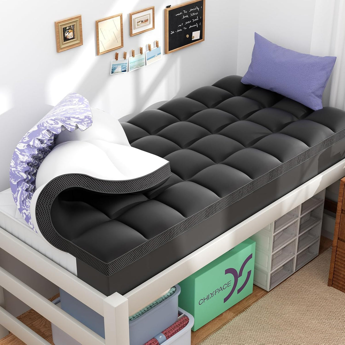 ChiXpace Dual Layer 4 Inch Memory Foam Mattress Topper Queen