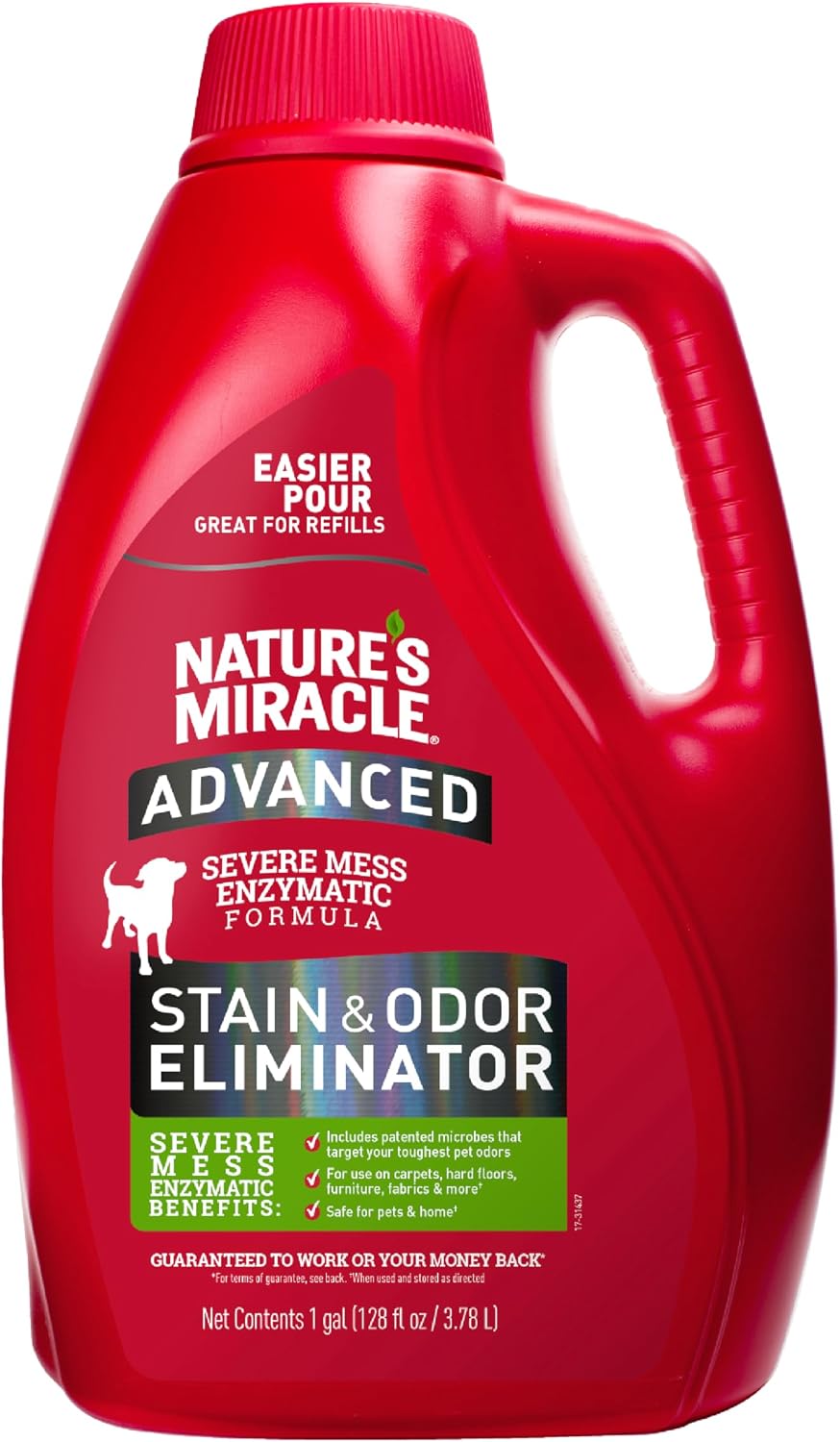 Nature’s Miracle Advanced Dog Stain & Odor Eliminator, Severe Mess, 32 oz | Enzymatic Cleaner Eliminates the Toughest Dog Messes, For Use on Multiple Surfaces, Safe For Pets and Home*, Fresh Scent