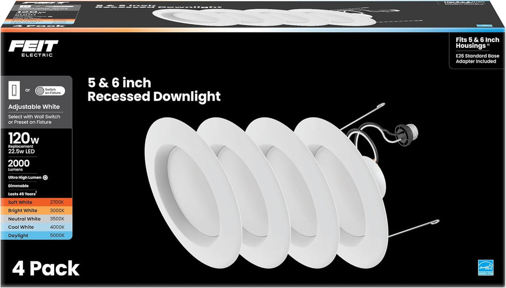 Feit Electric 5/6in LED Recessed Downlight Retrofit Kit, 75W Eq