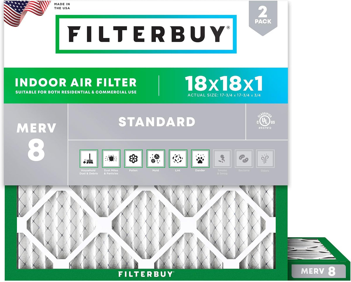 Filterbuy 20x25x4 Air Filter MERV 8 Dust & Allergy Defense (2-Pack)