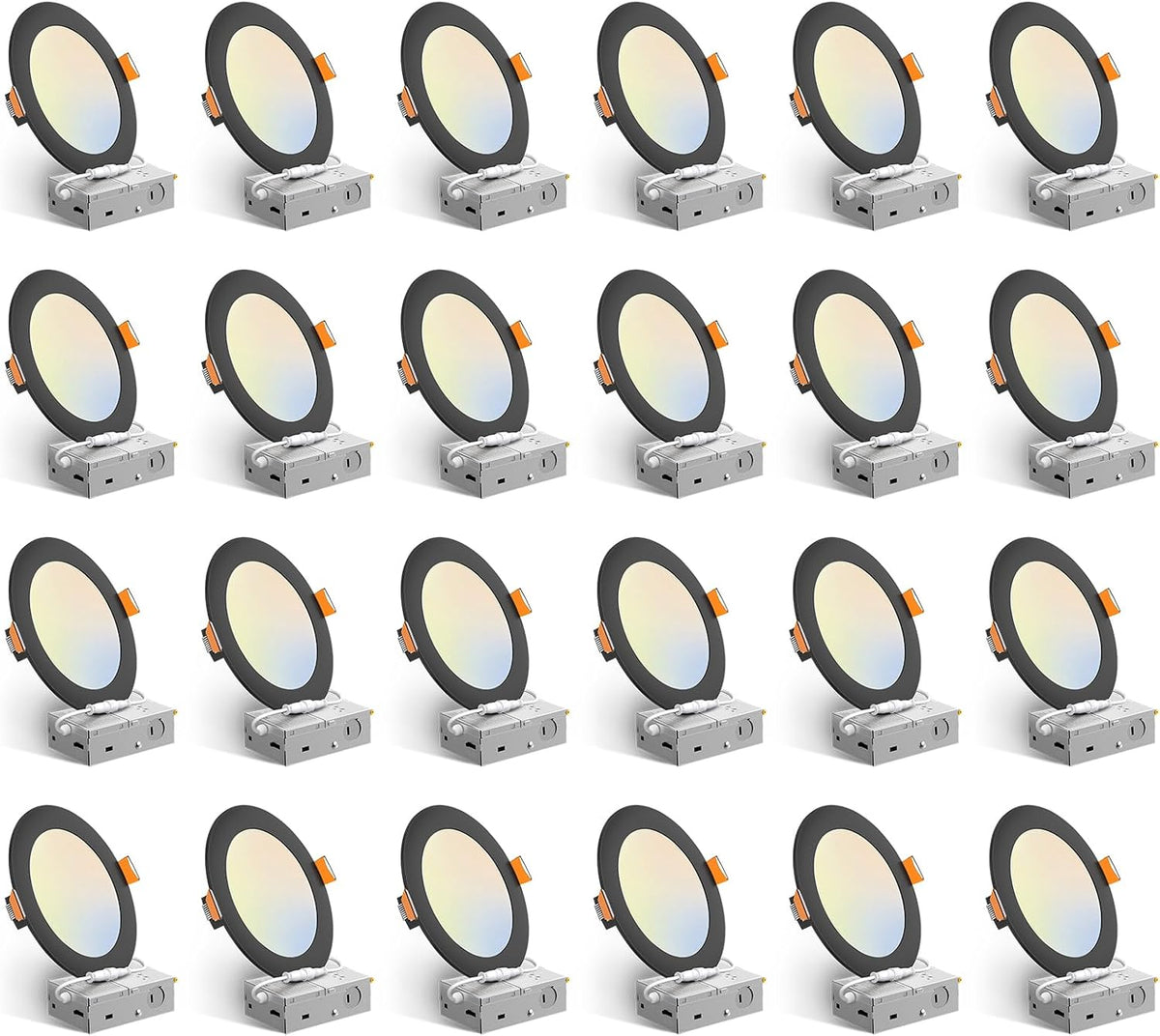 Amico 24 Pack 6 Inch LED Recessed Light with Junction Box, 5CCT, 1050LM