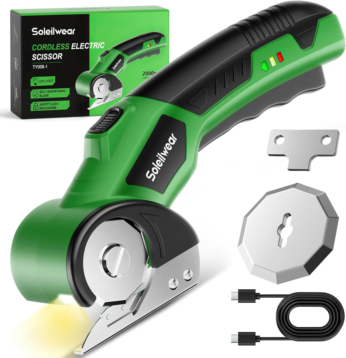 Soleilwear Cardboard Cutter, Cordless Electric Scissors with Safety Lock