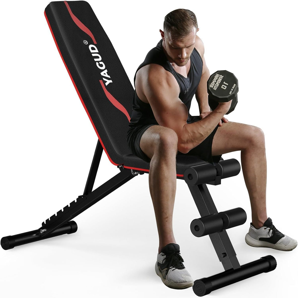 Yagud Weight Bench Press, Adjustable Workout Bench, Foldable Strength Bench