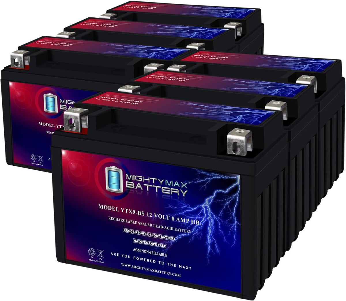 Mighty Max Battery YTX9-BS -12 Volt 8 AH, 135 CCA, Rechargeable Maintenance Free SLA AGM Motorcycle Battery