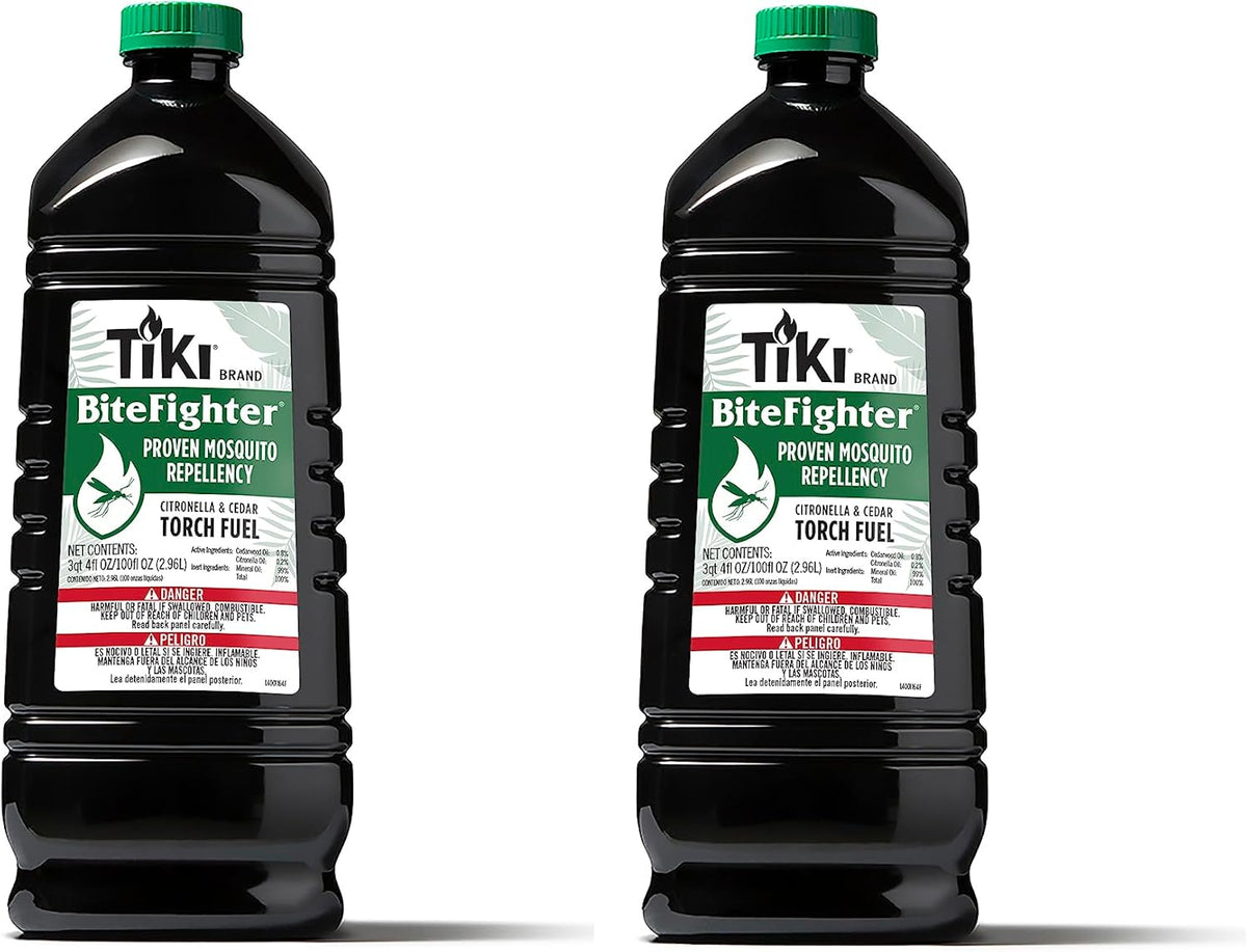 Tiki BiteFighter Mosquito Repellent Torch Fuel - 1 Gallon (128 oz.), Citronella & Cedar Formula for Mosquito Repellency, Easy Pour Bottle, Use with Torches & Table Torches, Outdoor & Backyard Use