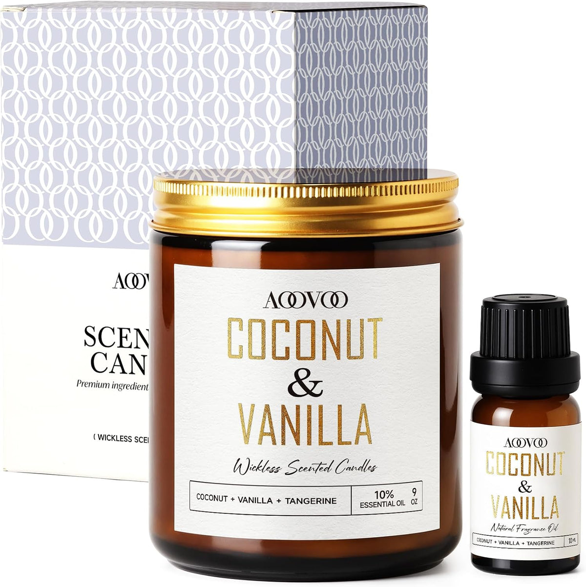 AOOVOO Coconut Vanilla Candles - 9 oz Scented Candles