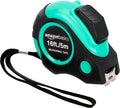 Amazon Basics Retractable Tape Measure with Metric and SAE Measurements, 16 ft / 192 in, Turquoise