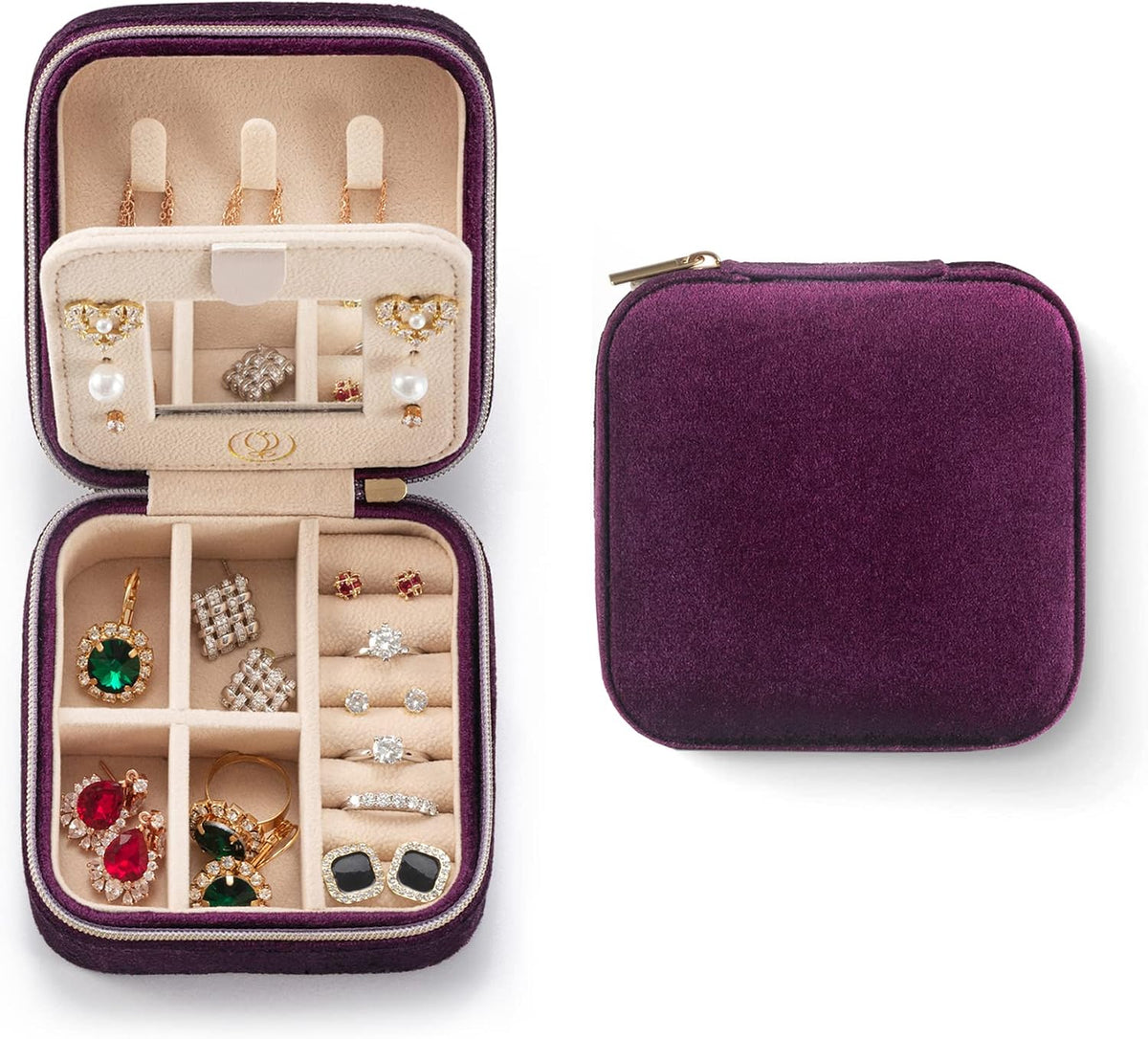 ZPROW Travel Jewelry Case, Mini Portable Jewelry Travel Boxes, Small Jewelry Organizer for Rings, Earrings, Pendants, Watches, Necklaces, Lipsticks Organizer Storage Holder Case (Pink)