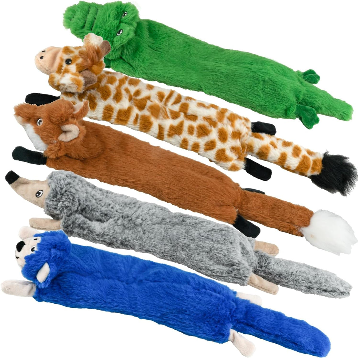 SHARLOVY Dog Squeaky Toys 5 Pack, Pet Crinkle Toy No Stuffing Animals Plush | Dog Chew for Large and Medium, Small Puppy Teething for Boredom