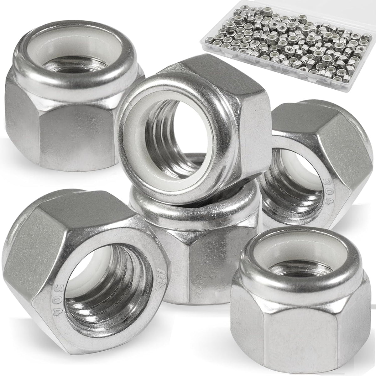 1/4-20 Lock Nut, 110Pcs Stainless Steel Nylock Insert Locking Nuts