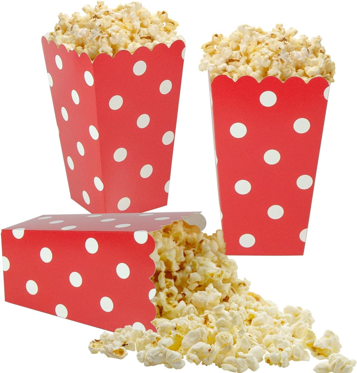 XIEHE 24 Pack Striped Popcorn Boxes - Carnival Parties Mini Paper Popcorn and Candy Containers, Party Supplies for Movie Nights (Pink)