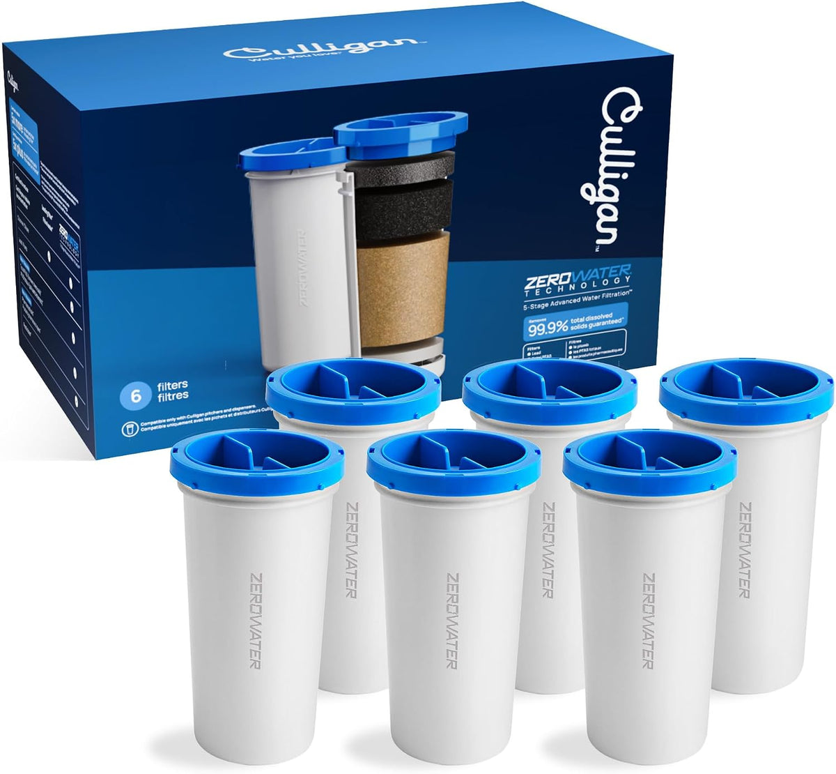 Culligan ZeroWater Replacement Water Filter Removes PFAS 2-Pack​