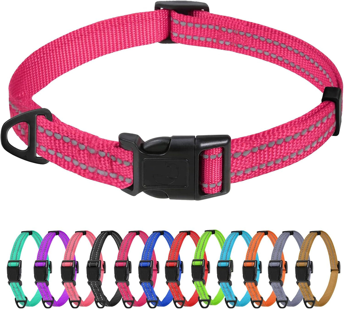 TagME Small Dog Collar, Reflective Puppy Collar, Sky Blue, 3/8" Width