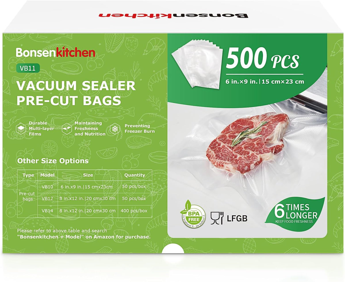 Bonsenkitchen Vacuum Sealer Bags, 150 Count, BPA Free, Food Storage