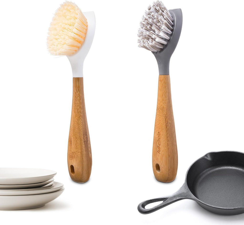 Full Circle Skillet Strong Cast Iron Bamboo Dish Brush and Scraper