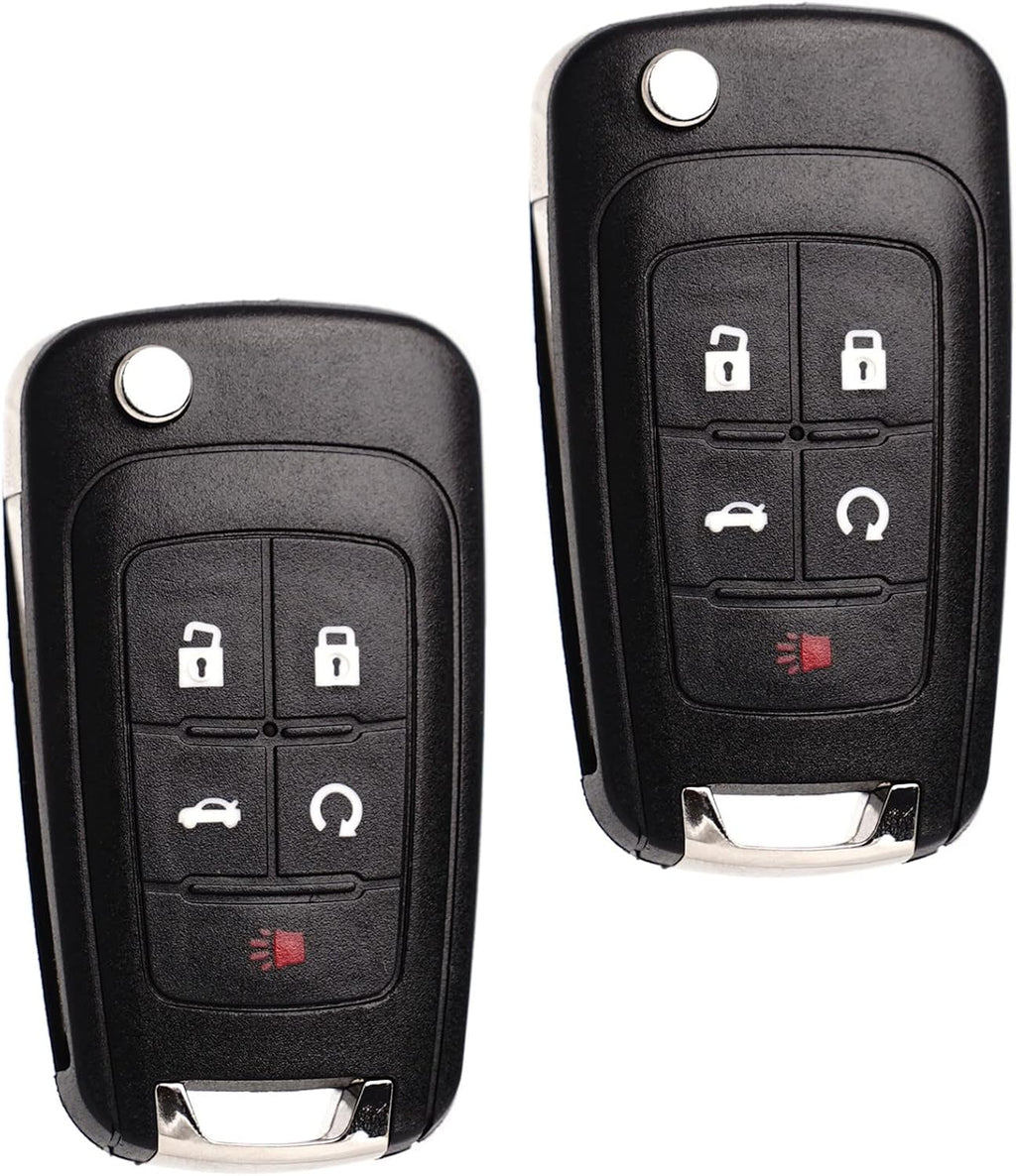 MechanMagic Flip Key Fob Replacement Fits for Chevy Equinox Camaro 2010-2019 Cruze Malibu Impala Sonic GMC Terrain Buick Lacrosse Regal Verano Encore Keyless Entry Remote Control 2 Sets