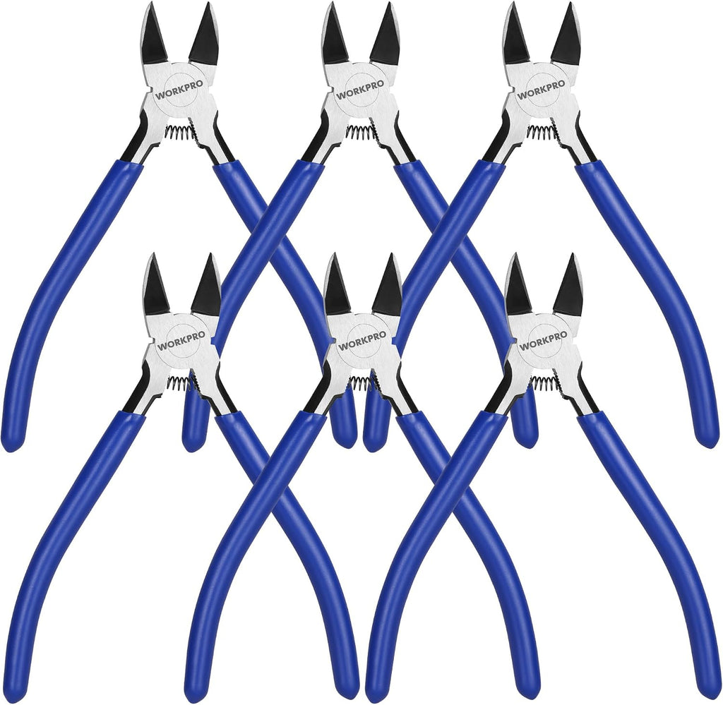 WORKPRO 2-Pack Wire Cutters, 6 Inch Precision Flush Cutters, Side Cutters