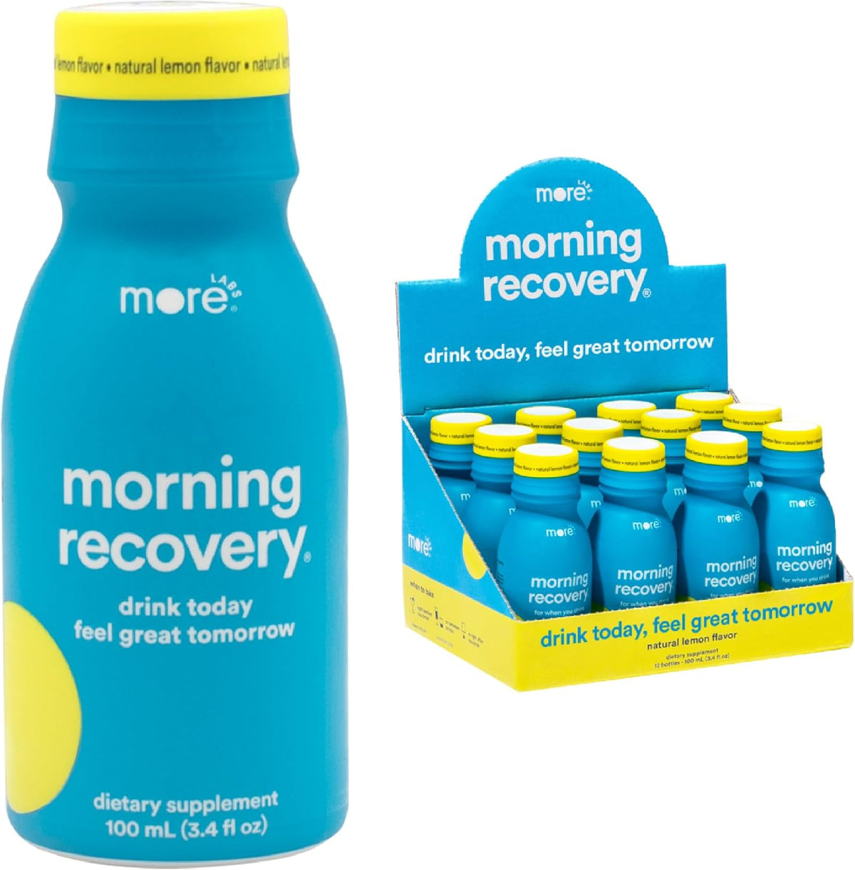 Morning Recovery DHM Electrolyte, Milk Thistle Drink Proprietary Formulation to Hydrate While Drinking, Non GMO, Vegan, Gluten-Free, Sugar-Free Lemon, Pack of 6