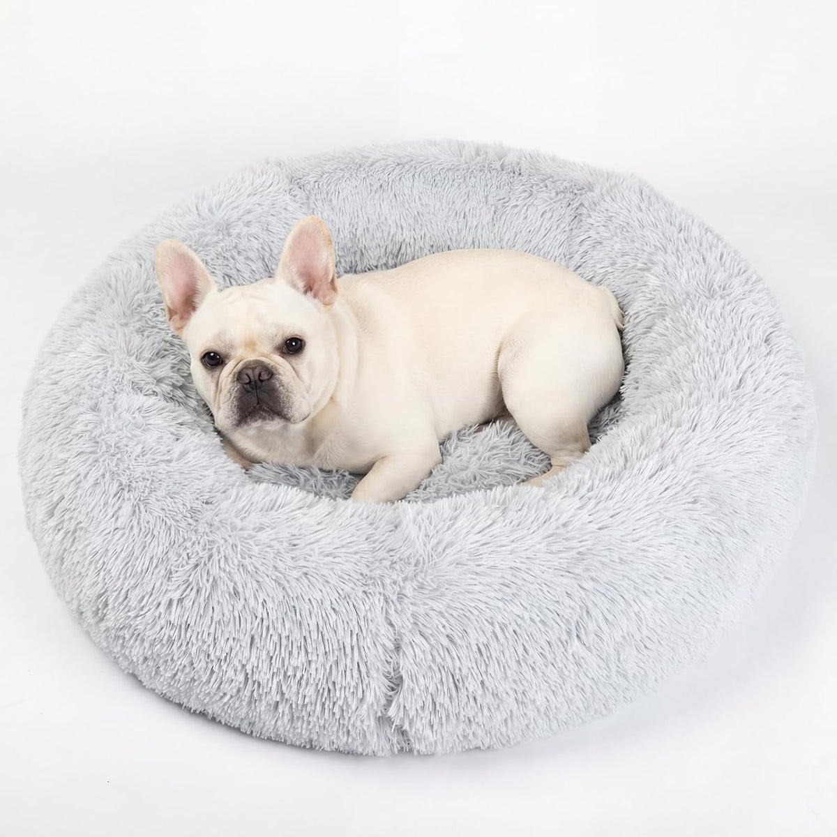 Small Calming Dogs Bed for Small Dogs Anti-Anxiety Machine Washable Fluffy Luxury Anti-Slip Waterproof Mute Base Warming Cozy Soft Pet Puppy Round Bed