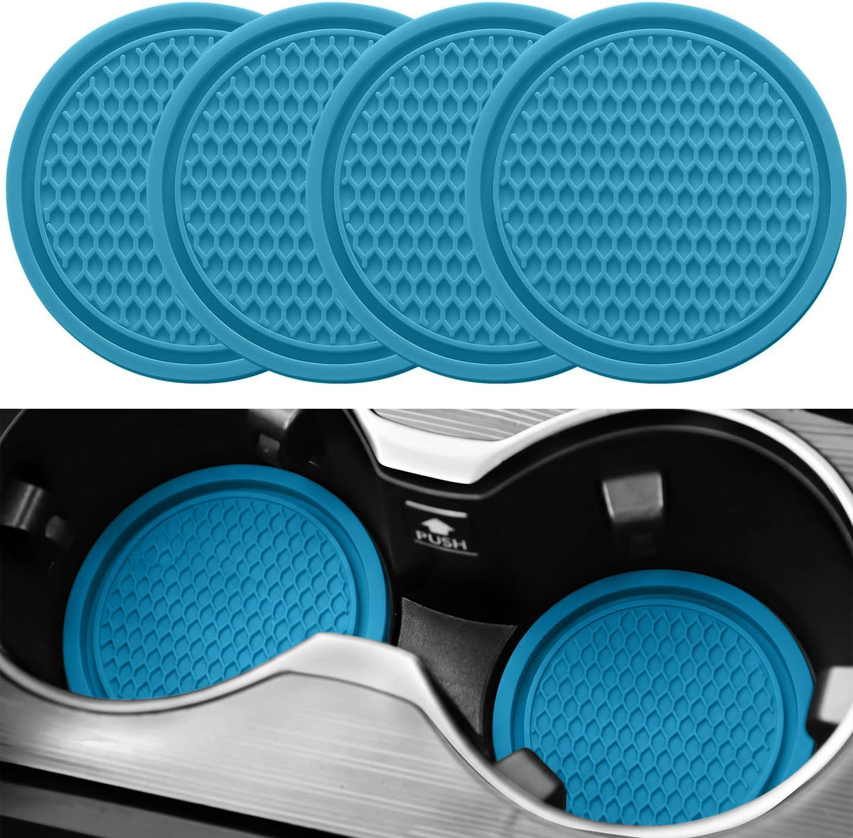 SINGARO Car Cup Coaster, 4PCS Universal Non-Slip Cup Holders Embedded in Ornaments Coaster, Car Interior Accessories, Red