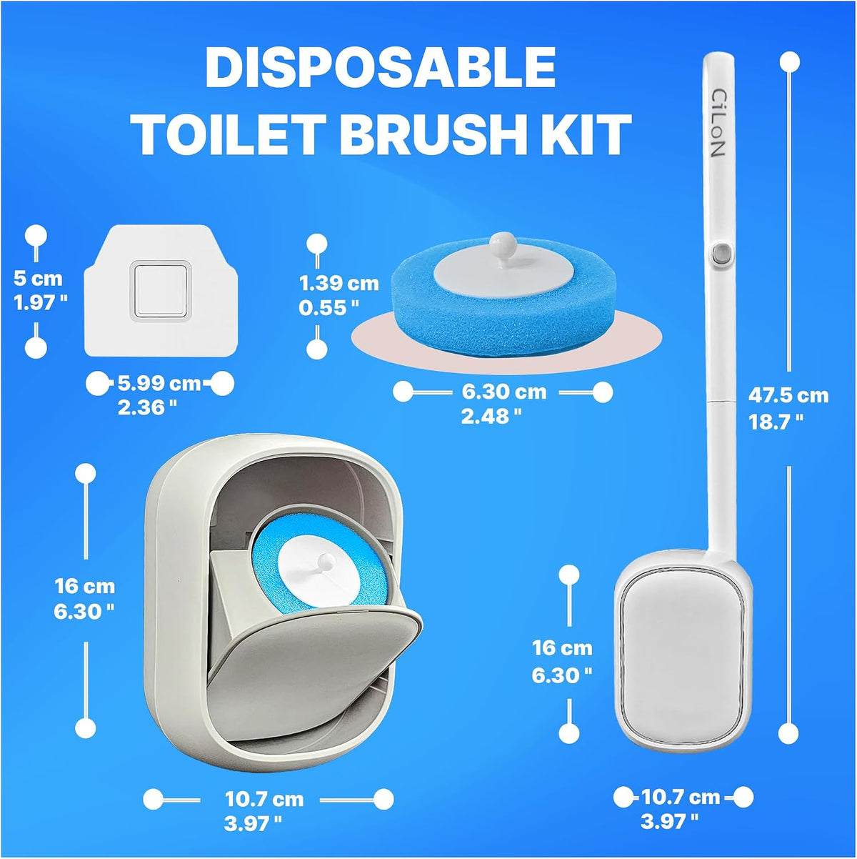 CiLoN Disposable Toilet Brush, Toilet Wand Cleaning System, Bowl Scrubber