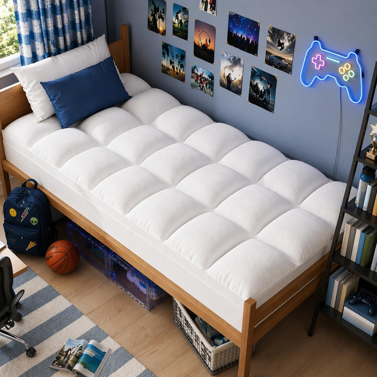 ELEMUSE Twin XL Mattress Topper for College Dorm, Thick Pillow Top Bed Pad