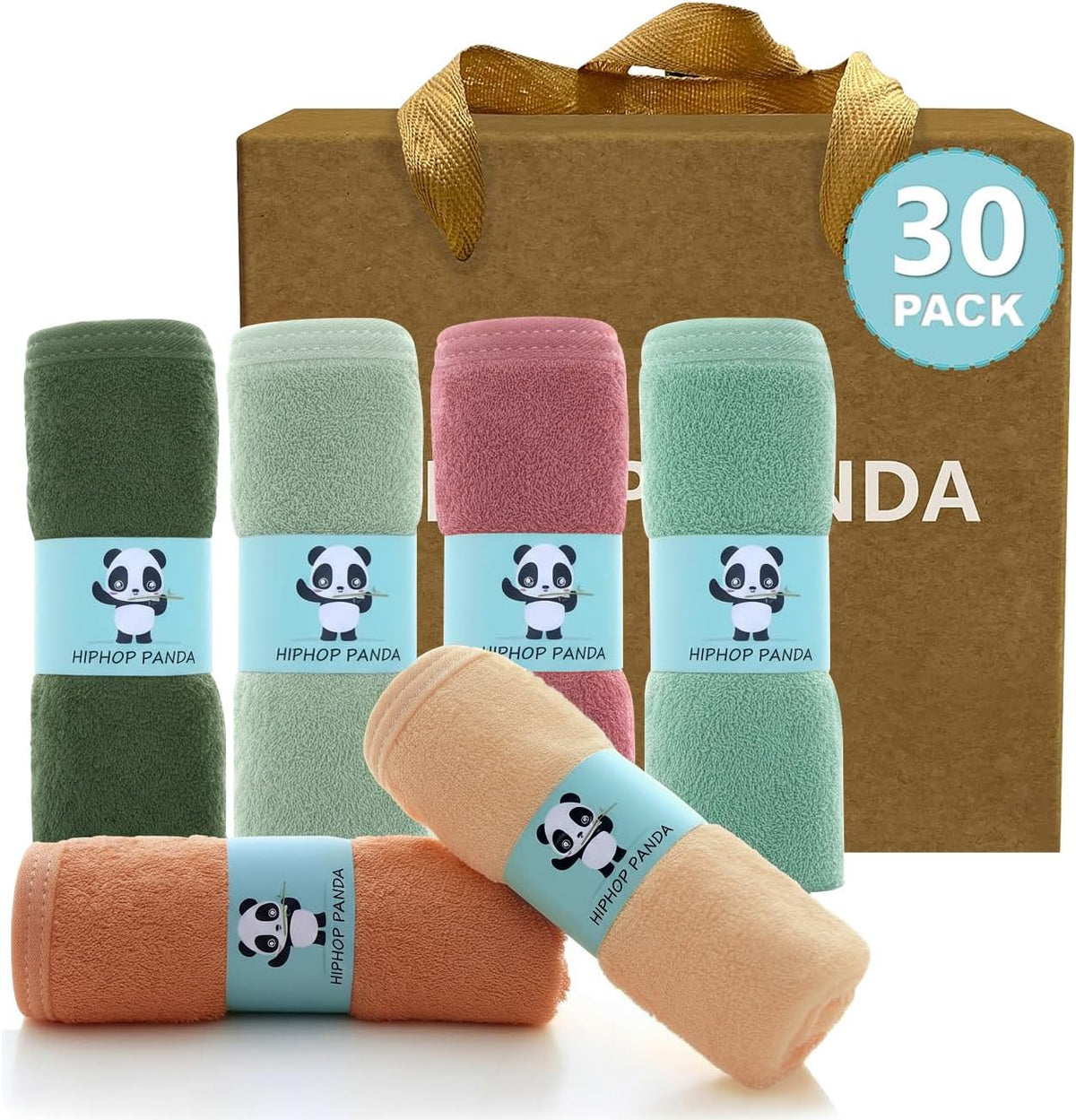 HIPHOP PANDA Ultra Soft Baby Washcloths, 2-Layer Absorbent Wash Cloths