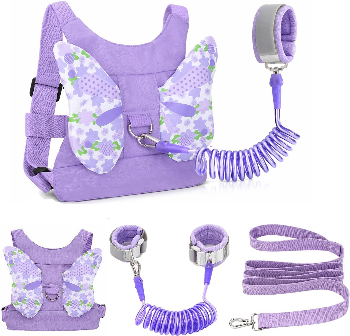 Toddler Leash Anti Lost Wrist Link, Butterfly Kids Safety Harness with 49 Steel Wires for Girls, Walking Wristband Belt for Baby Travel Outdoor Airport Mall Zoo