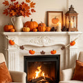 6.8 FT Fall Pumpkin Garland with Maple Leaves and Wood Beads, Autumn Decor