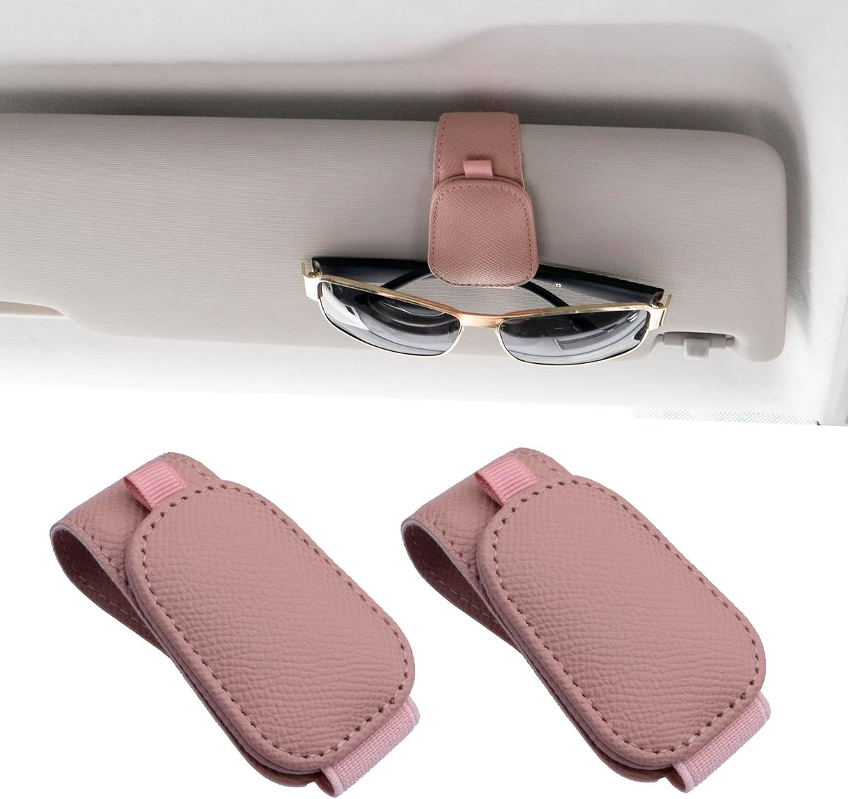 Yuoyar 2 Packs Magnetic Sunglass Holder for Car Visor (Grey)