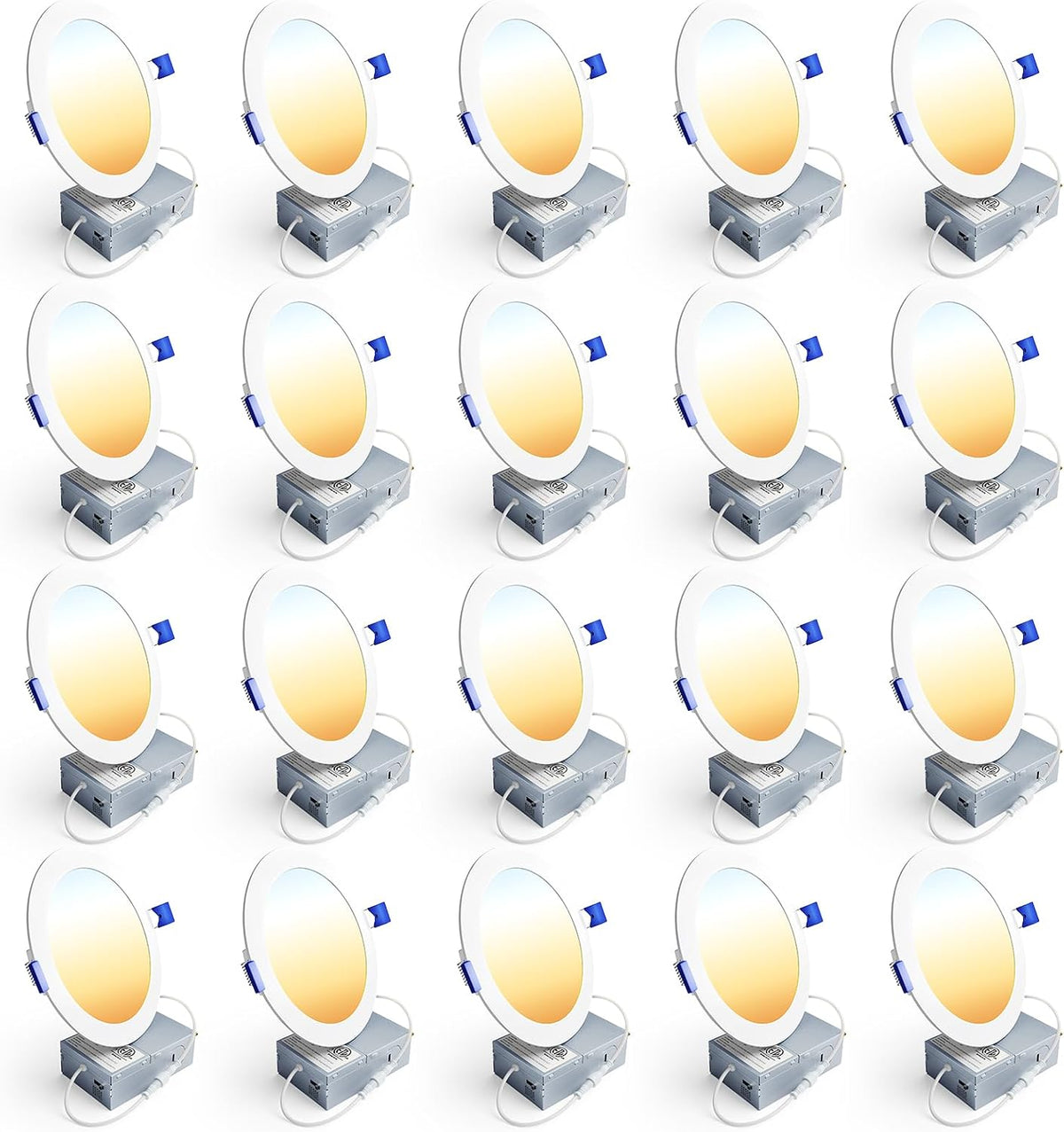 Ensenior 20 Pack 6 Inch LED Recessed Light, 5CCT Dimmable Canless Wafer