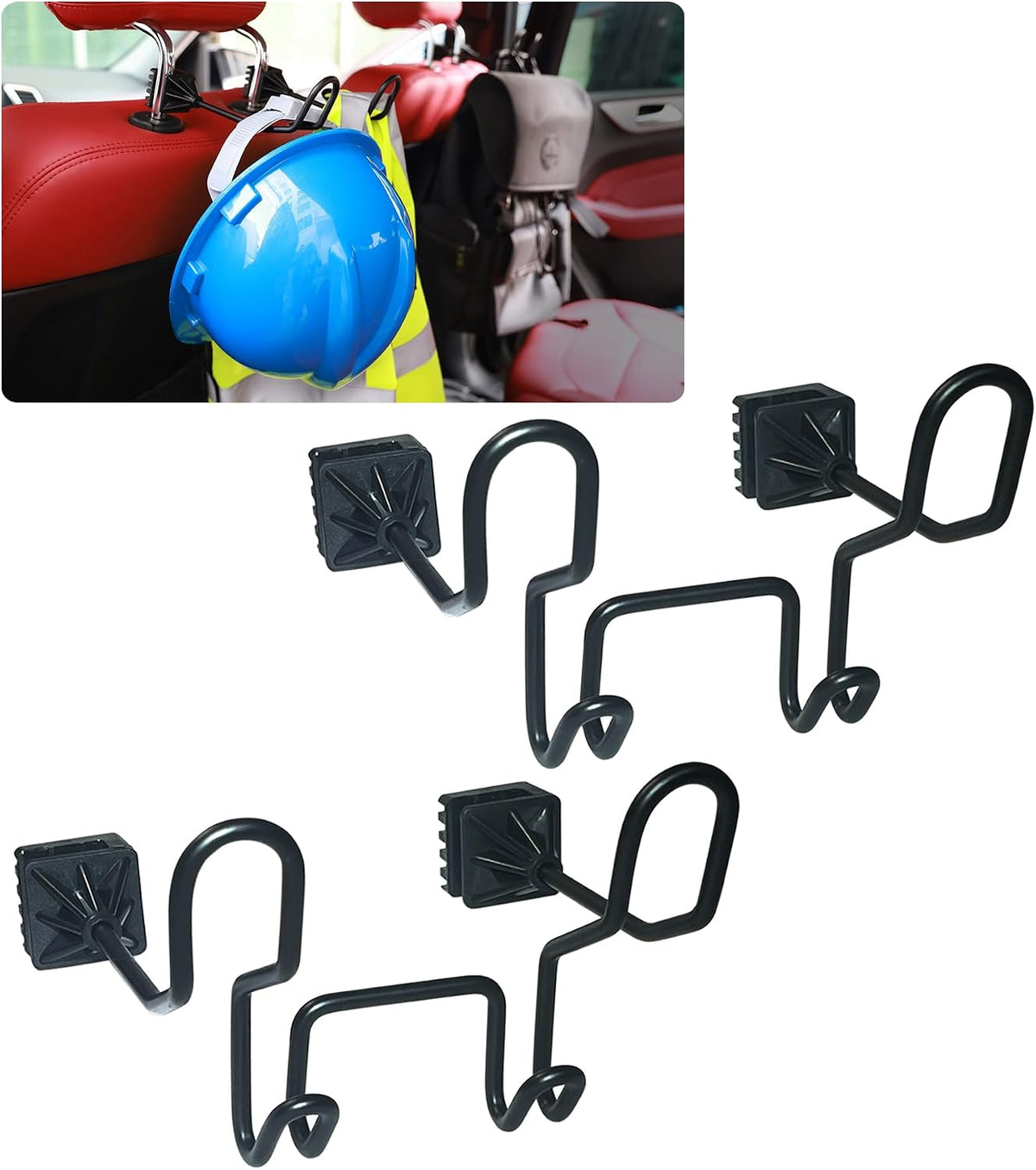 GODLIY Hard Hat Holder for Truck, Heavy-Duty Metal Car Headrest Hooks