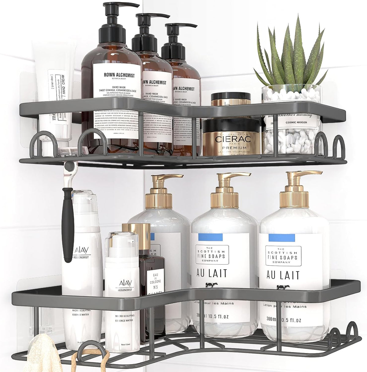 Sakugi Black Corner Shower Caddy Adhesive No Drilling Bathroom Shelves