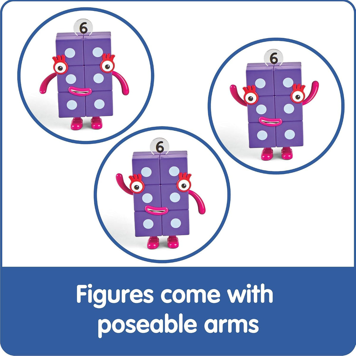 hand2mind Numberblocks Friends Six to Ten Figures – Official Licensed Character Action Figure Set, Numbers and Counting Figurines, Pretend Play Toys, for Kids Ages 3, 4, 5, 6, 7