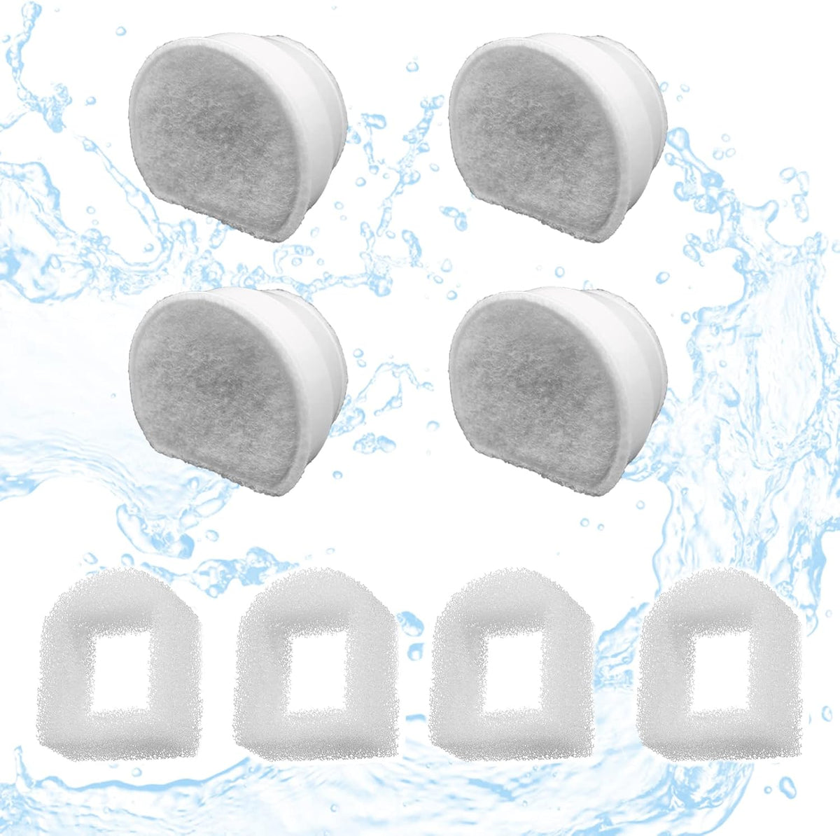 16 Pack Pet Fountain Replacement Filters, 8 Carbon and 8 Foam Pre-Filters