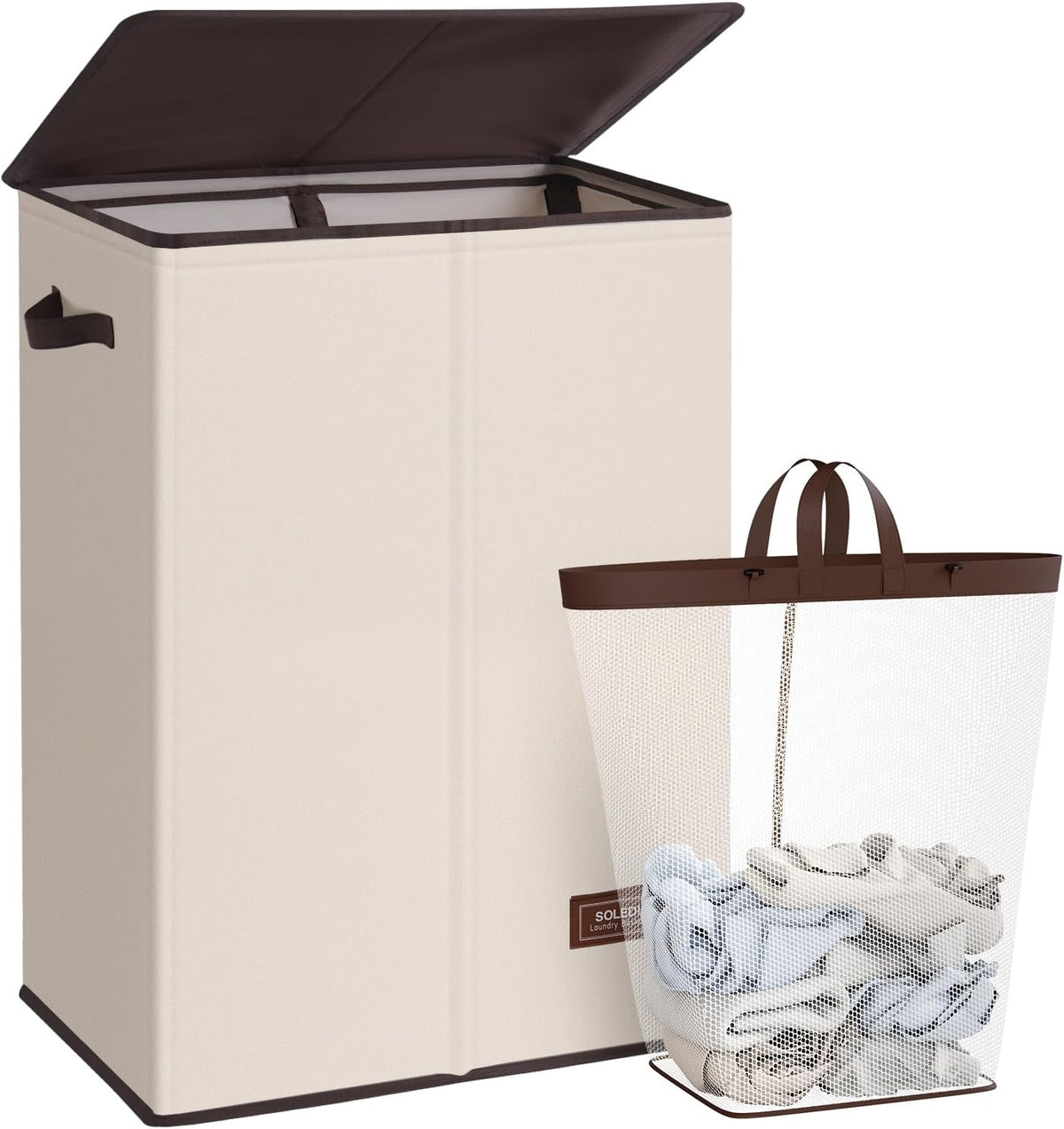 SOLEDI 100L Laundry Hamper with Lid, Large Collapsible Laundry Basket