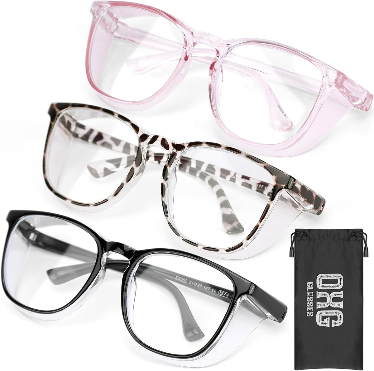 OXG 3 Pack Safety Glasses Goggles for Women, Anti Fog Clear Safety Glasses