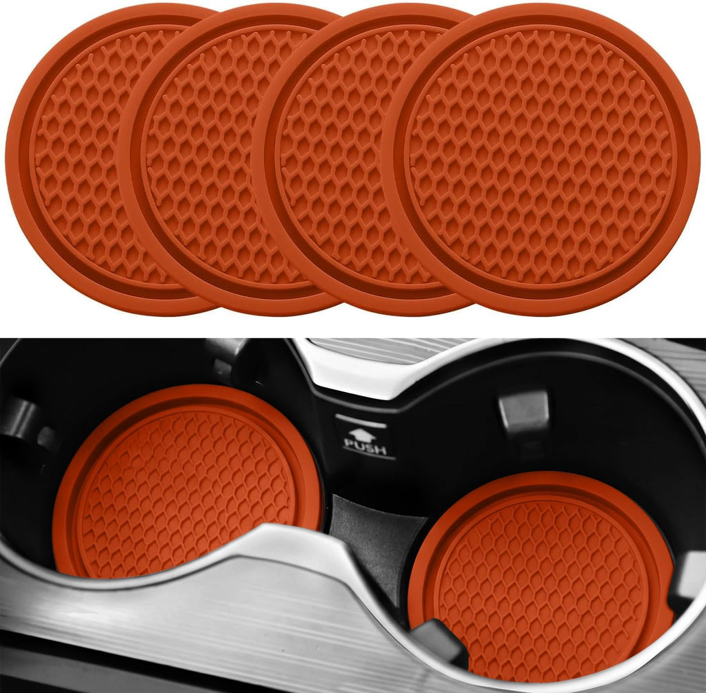 SINGARO Car Cup Coaster, 4PCS Universal Non-Slip Cup Holders Embedded in Ornaments Coaster, Car Interior Accessories, Red
