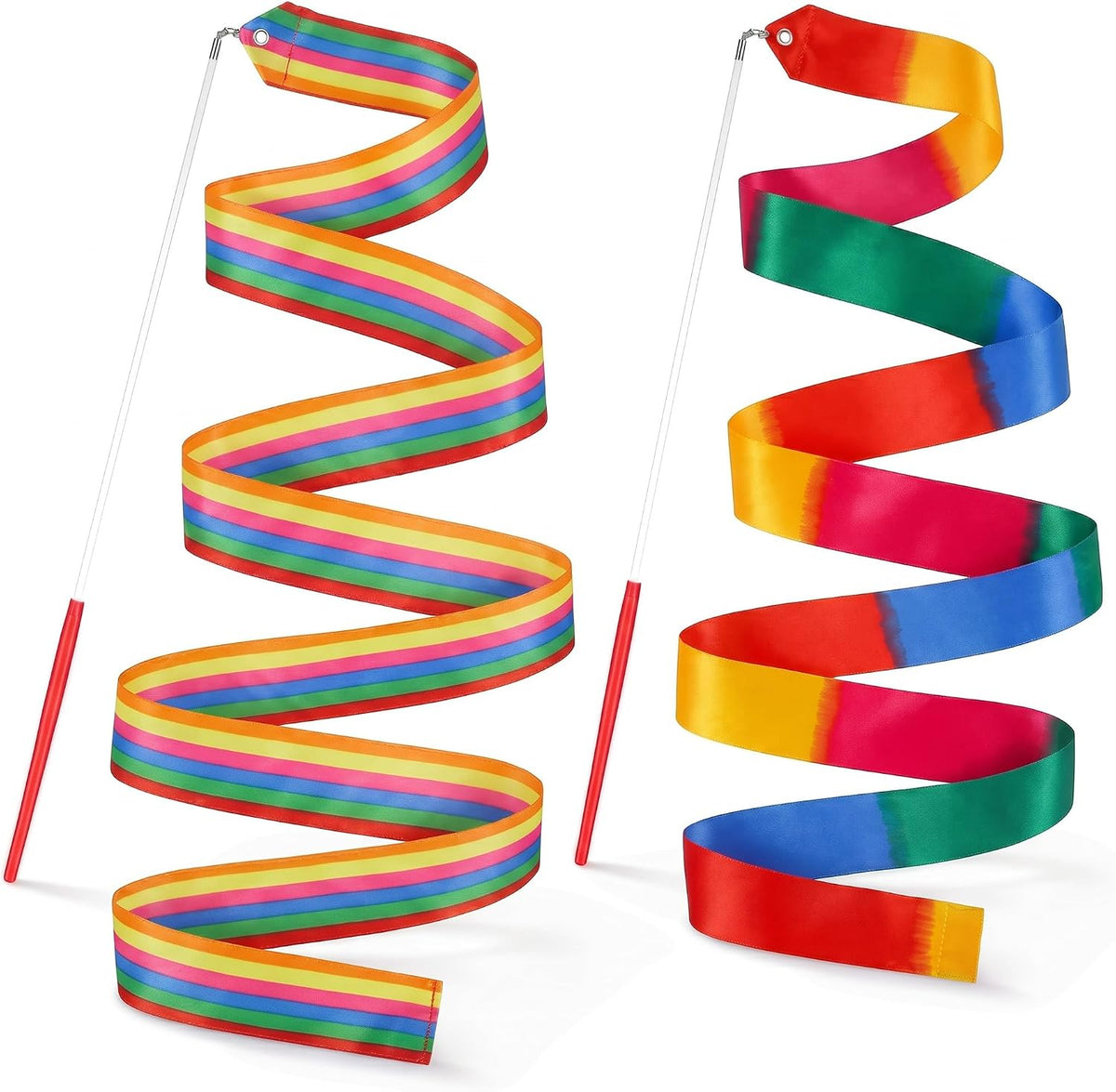 YGEOMER 12pcs Rainbow Gymnastics Dance Ribbon Wands