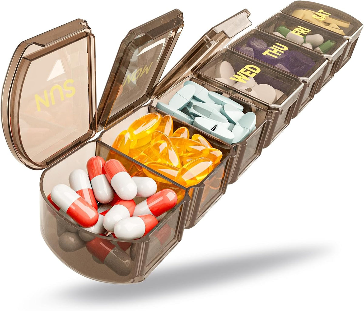 Large Pill Organizer Weekly - 7 Day Compartments with Easy-Open Design