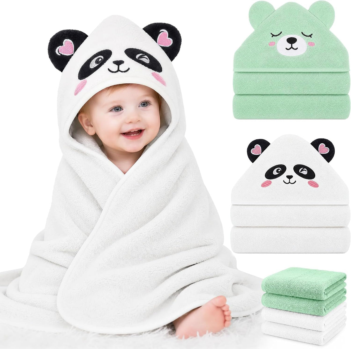 12 PCS Baby Bath Towels Set, Baby Towels for Newborn Bath Essentials Gifts
