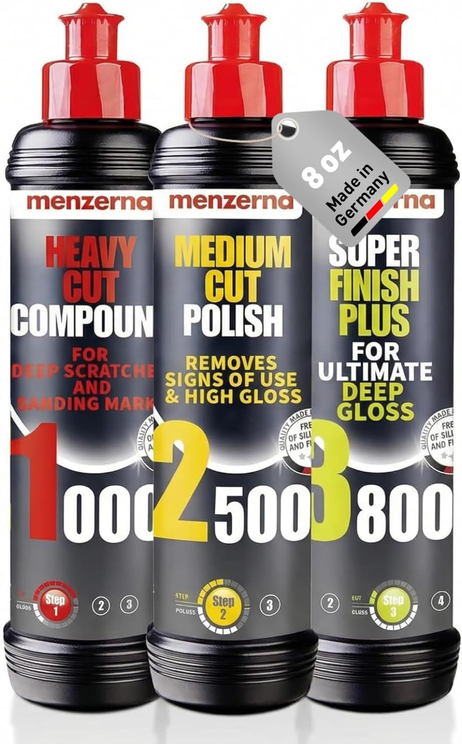 menzerna Polishing Set 8 oz I HCC1000, MCC2500 I 3800 I 3-Step System